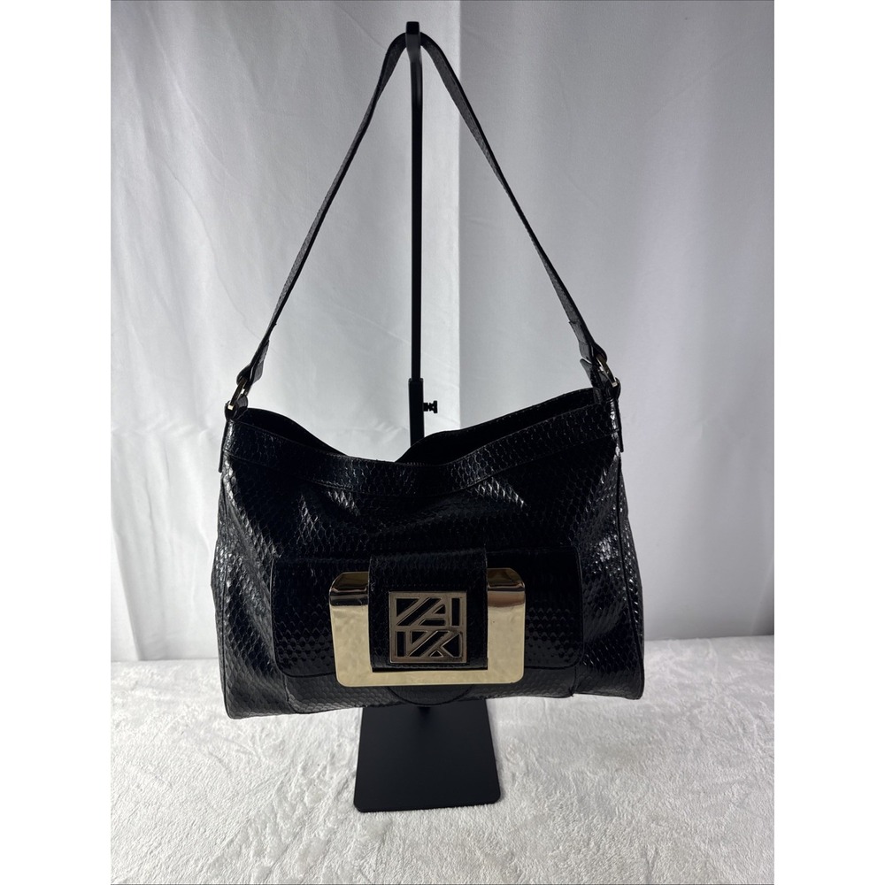 Vintage Anne Klein Black Textured Leather Shoulder Bag